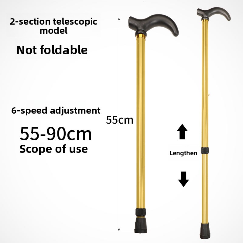 New Five Section Folding Ultra Short Climbing Cane, Walking Stick for Mountain Climbing Tourism, T-handle Walking Stick, Five Level Adjustable Telescopic Walking Stick