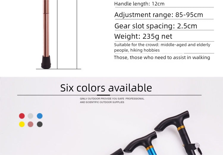 New Five Section Folding Ultra Short Climbing Cane, Walking Stick for Mountain Climbing Tourism, T-handle Walking Stick, Five Level Adjustable Telescopic Walking Stick