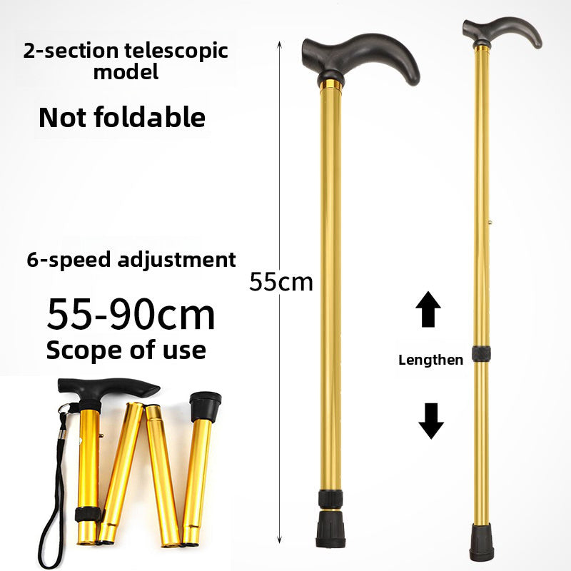 New Five Section Folding Ultra Short Climbing Cane, Walking Stick for Mountain Climbing Tourism, T-handle Walking Stick, Five Level Adjustable Telescopic Walking Stick